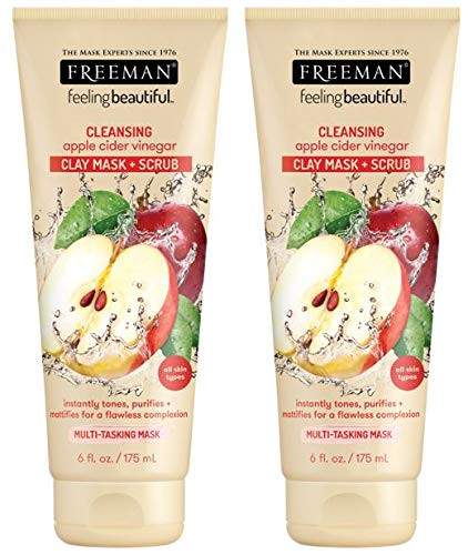 Freeman Facial Apple Cider Vinegar Clay Mask Plus Scrub 6 oz./177 mL Pack of 2