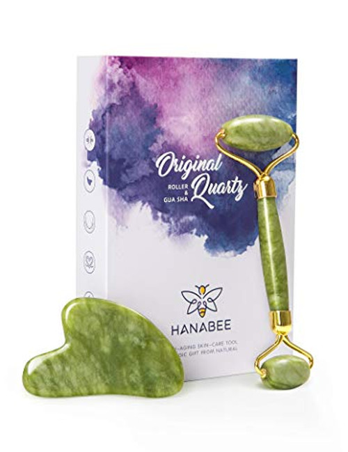 Jade Roller and Gua Sha Face Roller Facial Beauty Roller Skin Care Tools HANABEE Massager for Face Eyes Neck Body Muscle Relaxing and Relieve Fine Lines and Wrinkle Jade Roller and Gua Sha Face Roller Facial Beauty Roller Skin Care Tools HANABEE Massager for Face Eyes Neck Body Muscle Relaxing and Relieve Fine Lines and Wrinkle