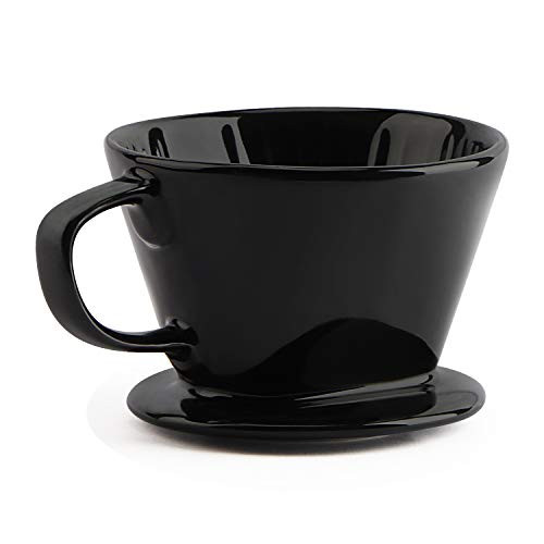 Pour Over Coffee Dripper Ceramic Yeeco 6.7oz/200ml Coffee Maker Filter Reusable Coffee Filter with 3 Drip Holes Coffee Drip Cone Fit for 2 Filter Paper