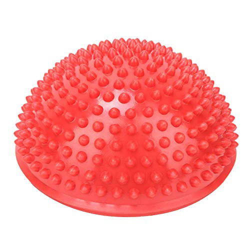 A sixx Muscular Relaxation Yoga Ball Semicircle Foot Massage Balls Stress Relief Yoga Massager Yoga Durian Ball Foot Massage Balls PVC for Home Children Students-red-