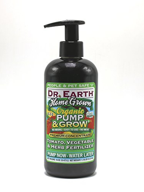 Dr. Earth 1066 Pump and Grow Home Grown Tomato Vegetable and Herb Fertilizer 8 oz Green Dr. Earth 1066 Pump and Grow Home Grown Tomato Vegetable and Herb Fertilizer 8 oz Green
