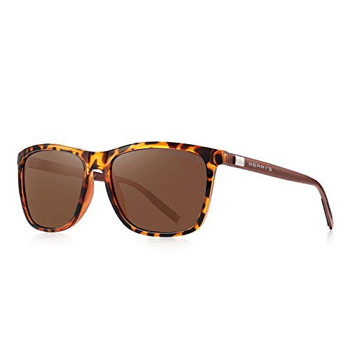 MERRYS Polarized Sunglasses for Women Aluminum Mens Sunglasses Driving Rectangular Sun Glasses for Men/Women -Leopard 56-