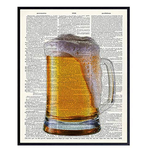 Beer Dictionary Wall Art Print - Perfect Home Decor for Den Man Cave Bar and Kitchen - Makes a Great Gift for Men and Home Brewing Fans - 8x10 Photo - Unframed