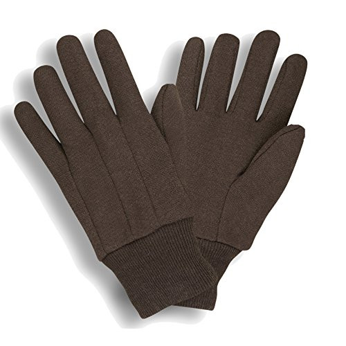 12 Pair 1 Dozen Dz Brown Jersey Cotton Work Gloves 8oz Men Size Large L -1-