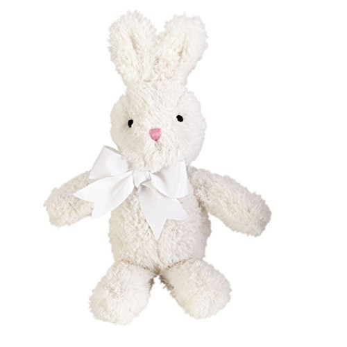 Mud Pie Easter Baby Boy Girl Plush Chenille Chime Bunny Toy Rattle (White)