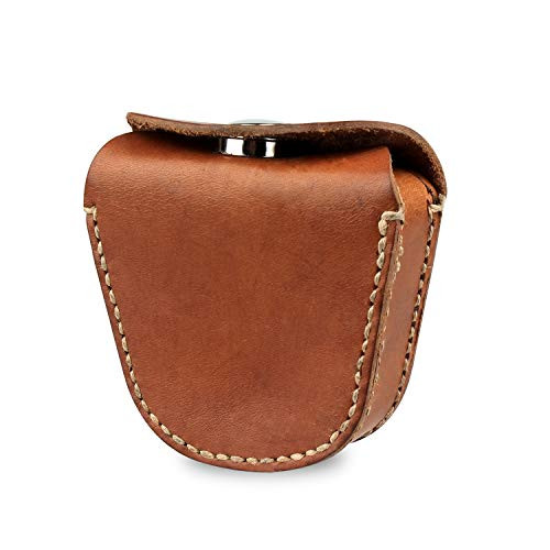 Kosibate Ammo Pouch Genuine Leather Ammo Holder Bag Storage for .22 22LR .38 .45 Hunting Military Belt Gun Ammo Case Brown 
