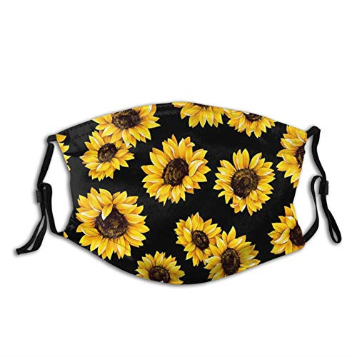 Sunflowers Yellow Face Mask Unisex Balaclava Mouth Cover With Filter Windproof Dustproof Adjustable Mask