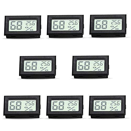 RunSnail Mini Hygrometer Thermometer Indoor Temperature Humidity Meters 8-Pack Digital LCD Display Celsius -C- for Humidors Greenhouse Garden Cellar Cars Baby Rooms