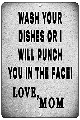 Rogue River Tactical Funny Kitchen Metal Tin Sign Wall Home Decor Bar Wash Your Dishes Signed MOM