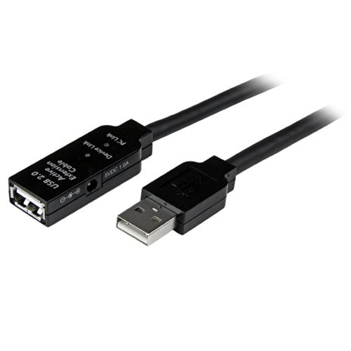 StarTech.com 10m USB 2.0 Active Extension Cable M/F USB 2.0 10 Meter Repeater/Extender Cable USB, Black (USB2AAEXT10M)