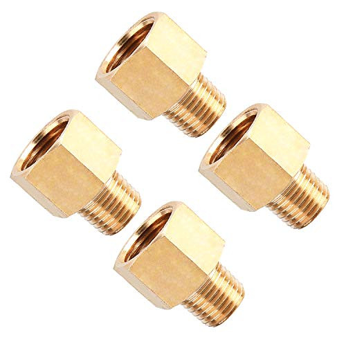 SUNGATOR 4-Pack Brass Pipe Fitting Reducer Adapter 1/4 inchNPT Male Pipe x 3/8 inch NPT Female Pipe