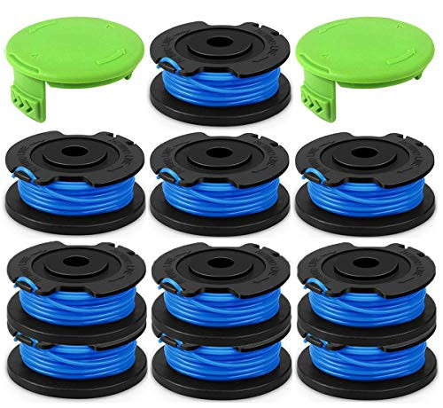 KAKO 0.065 inch Line Trimmer String Spool Replacement Auto-Feed Trimmer Spool 29092 for Greenworks Weed Eater String Trimmer 24V 40V 80v Cordless Trimmer -10 Spools Plus2Cap-