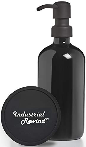Black Soap Dispenser 8oz Glass Soap Dispenser with Metal Pump and Non Slip Coaster Half Pint Glass Bottle -Black Pump-