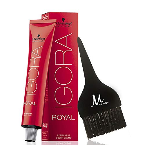 Schwarzkopf Igora Royal 0-11 Anti Yellow Concentrate Permanent Hair Color and M Hair Designs Tint Brush -Bundle - 2 items-