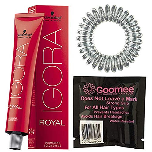 Schwarzkopf Igora Royal 0-11 Anti Yellow Concentrate Permanent Hair Color and Goomee The Markless Hair Loop Single Pack Diamond Clear -Bundle - 2 items-