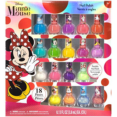 Townley Girl Disney Minnie Mouse Non-Toxic Peel-Off Nail Polish Set for Girls Glittery and Opaque Colors Ages 3 Plus - 18 Pack Townley Girl Disney Minnie Mouse Non-Toxic Peel-Off Nail Polish Set for Girls Glittery and Opaque Colors Ages 3 Plus - 18 Pack