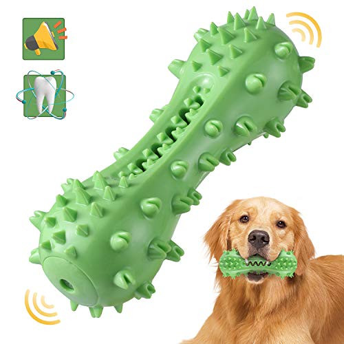 HESLAND Dog Chew Toothbrush Toys Squeaky Teeth Cleaning Toy for Aggressive Chewers Large Breed Indestructible Tough Dog Toothbrush Stick for Small Medium Large Dogs Dental Care -Green-