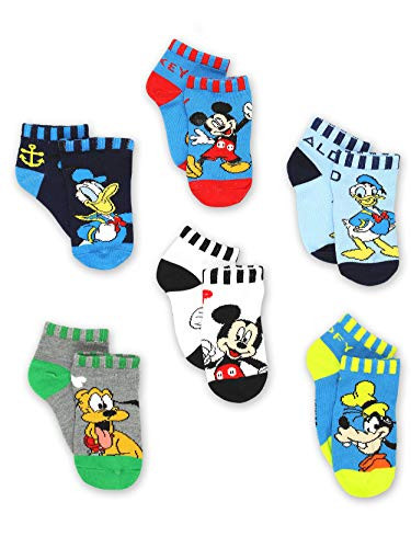 Mickey Mouse Pluto Goofy Donald Duck Toddler 6 Pack Quarter Socks Set -Shoe 7-10 -Sock 4-6- Mickey Pluto Goofy 6 Pk-