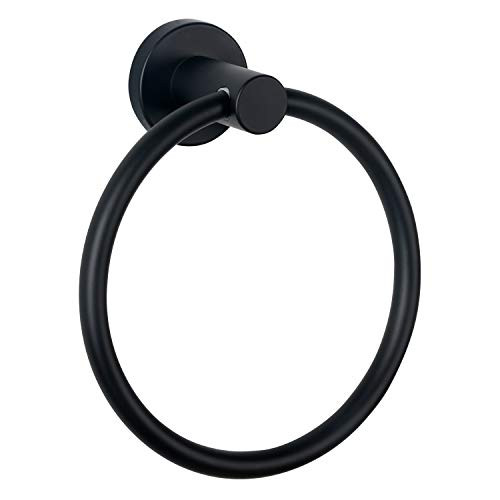 HouseAid Stainless Steel Towel Ring for Bathroom Hand Towel Holder Modern Circle Towel Hanger Round Towel Rack Wall Mounted Matte Black