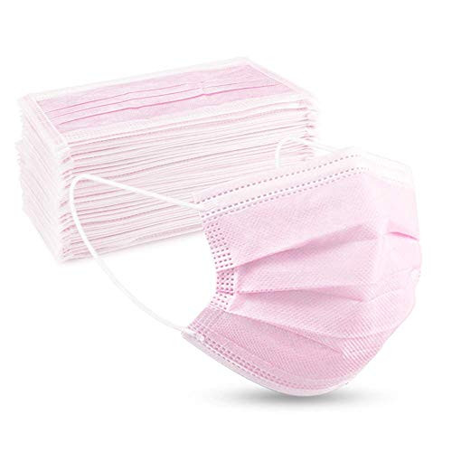 Pink Disposable Masks 50 Pack Eventronic 3 Ply Face Mask Filters Disposable Breathable Mask with Elastic Earloops