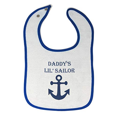 Toddler  and  Baby Bibs Burp Cloths Daddys Lil Sailor Sailing Captain Dad Fathers Day Daddy Cotton Items for Girl Boy Gifts Ah White Royal Blue Design Only
