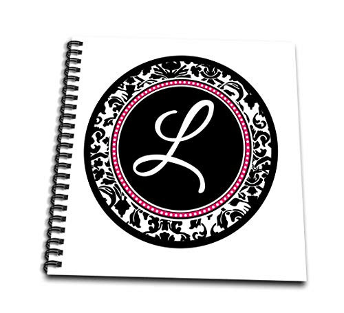 3dRose db_154604_3 Letter L Stylish Monogrammed Circle-Girly Personal Initial Personalized Black Damask with Hot Pink-Mini Notepad 4 by 4 inch 3dRose db_154604_3 Letter L Stylish Monogrammed Circle-Girly Personal Initial Personalized Black Damask with Hot Pink-Mini Notepad 4 by 4 inch