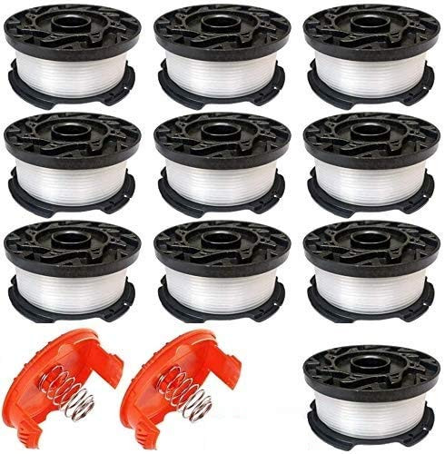 0.065 inch Line String Trimmer Autofeed Replacement SpoolAF-100 Line String Trimmer 30ft Weed Eater Spool Replacement Spool for String Trimmer for Black and Decker Models -10 Spools Plus2 Caps-12 Pack