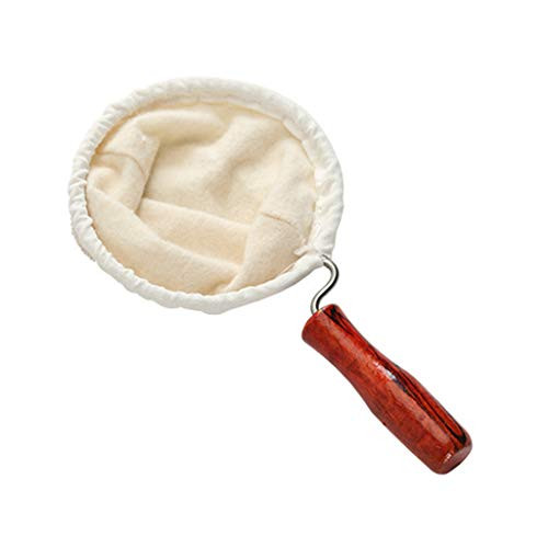 Reusable Pour Over Coffee Dripper with Wood Handle Hand Coffee Filter Bag Flannel Cloth Filter Strainer Mesh Pot for Coffee Maker