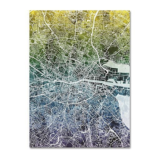 Trademark Fine Art Dublin Ireland City Map IV by Michael Tompsett, 18x24-Inch Canvas Wall Art Trademark Fine Art Dublin Ireland City Map IV by Michael Tompsett, 18x24-Inch Canvas Wall Art