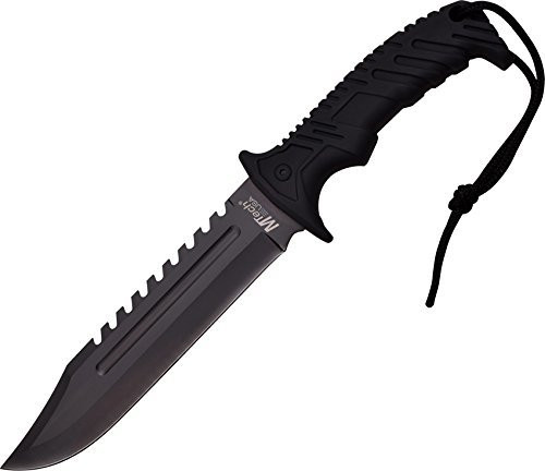 MTech USA MT-20-57BK Fixed Blade Hunting Knife Black Blade Black Rubberized Handle 12.5-Inch Overall