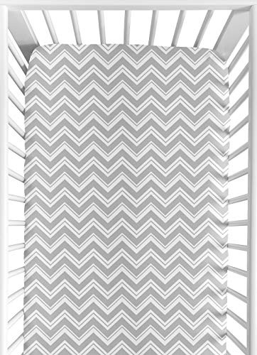 Fitted Crib Sheet for Yellow and Gray Chevron Zig Zag Baby/Toddler Bedding by Sweet Jojo Designs - Chevron Zig Zag Print