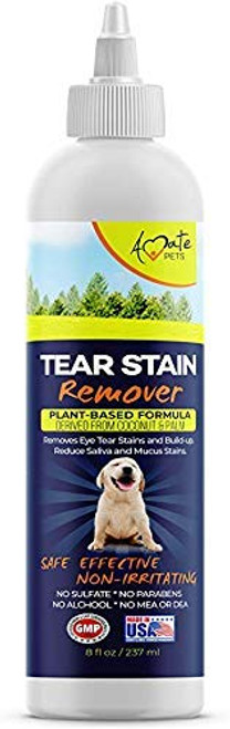 Tear Stain Remover - Eye Stain Cleaner for Dogs - Safe and Effective for Pets - Removes Tear and Saliva Stains - Alcohol-Free Plant Based Liquid Formula by Amate Pets -8 fl Oz 237ml- Tear Stain Remover - Eye Stain Cleaner for Dogs - Safe and Effective for Pets - Removes Tear and Saliva Stains - Alcohol-Free Plant Based Liquid Formula by Amate Pets -8 fl Oz 237ml-