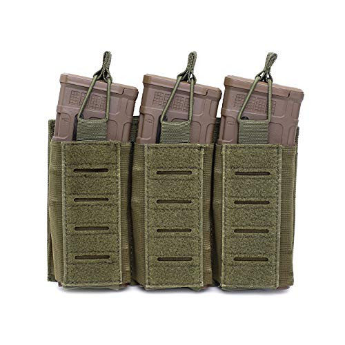 Tripple Mag Pouch Molle Open-Top Tripple Magazine Pouch for M4/M16/AR/AK Rifle Magazines -Army Green-