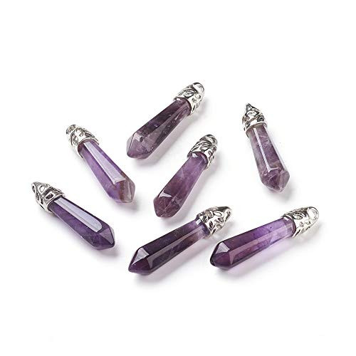 Fashewelry 12Pcs Amethyst Bullet Shape Gemstone Pendants Hexagonal Healing Pointed Chakra Stone Charms for Necklace Jewelry Making Hole 3x4mm Fashewelry 12Pcs Amethyst Bullet Shape Gemstone Pendants Hexagonal Healing Pointed Chakra Stone Charms for Necklace Jewelry Making Hole 3x4mm
