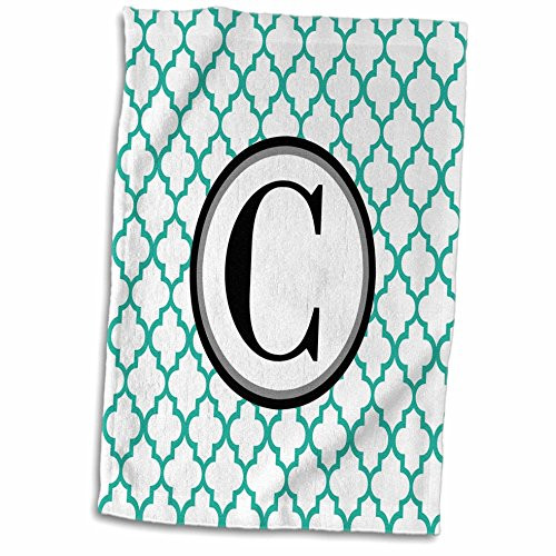 3D Rose TWL_252250_1 inch Mint Green Pattern Monogram Initial C Towel 15 inch x 22 inch Multicolor
