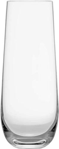 Circleware Stemless Champagne Flute Glasses Set of 4 Elegant All-Purpose Wine Drinking Glassware Beverage Cups for Water Juice Beer Liquor Whiskey  and  Home Bar Decor 10.5 oz Downtown Clear