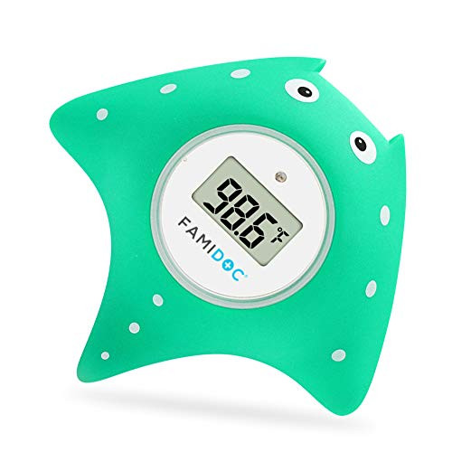 Baby Bath Thermometer with Room Thermometer - Famidoc FDTH-V0-22 New Upgraded Sensor Technology for Baby Health Bath Tub Thermometer Floating Toy Thermometer -Blue-