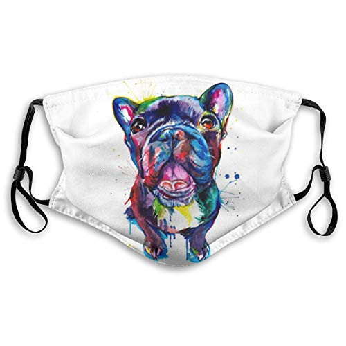 VOSGA Black French Bulldog Face Custom Reusable Half Buff Face Mask Funny Cute Balaclava Bandana Cloth Warmer