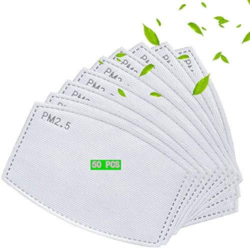 PM 2.5 Activated Carbon Filter Insert 5 Layers Protective Filter Replaceable Anti Haze Filter Paper Meltblown Cloth Filter for Respirator?50 pcs?