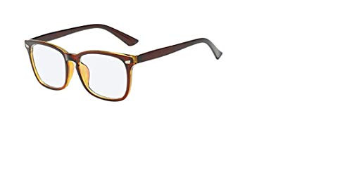 Blue Light Blocking Glasses Square Nerd Eyeglasses Frame Anti Blue Ray Computer Game Glasses -Brown-