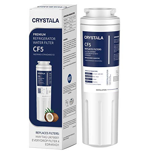 Crystala Filters UKF8001 Water Filter Compatible with Refrigerator Water Filter Whirlpool 4396395 Filter 4 Maytag UKF8001 EDR4RXD1 UKF8001AXX UKF8001P Puriclean II 469006-Pack of 1-