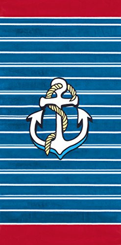 Bahia Collection by Dohler Anchor  and  Stripes Brazilian Velour Beach Towel 30x60 inches