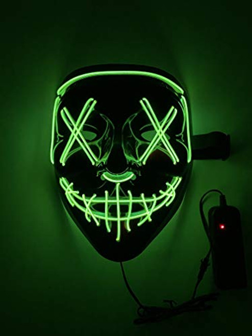 Halloween Light Up Mask Led Scary Mask for Cosplay Halloween Party Masquerade Costume Ball Fluorescent Green