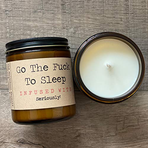 Go The Fuck To Sleep Infused With Seriously - Premium Soy Wax Candle - The Malicious Mermaid - Amber Jar Candle - Made in USA - Snarky Candles - Scented Candles For Women And Men