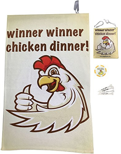Giggle Golf Full Color Winner Winner Chicken Dinner Golf Towel Poker Chip  and  Tee Bag