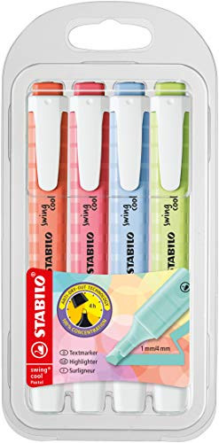 Highlighter - STABILO Swing Cool Pastel Wallet of 4 Assorted Colours275/4-08-1