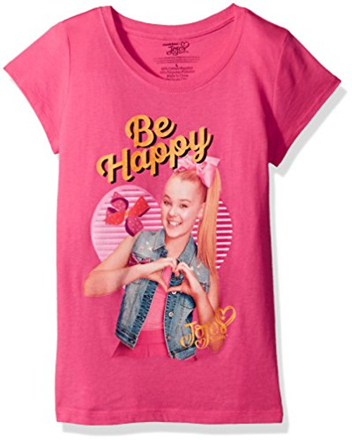 Jojo Siwa Big Jo Siwa Be Happy Girls Short Sleeve T-Shirt hot Pink M-8/10