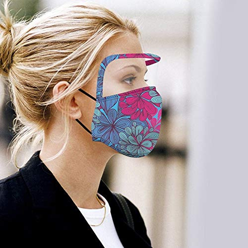 Koippimel Adjustable Face_Mask with Eye Shield Cotton Fabric Breathable Cloth_Masks Reusable Washable Flower Printed Fashion Face Bandana for Outdoor Dust Protection
