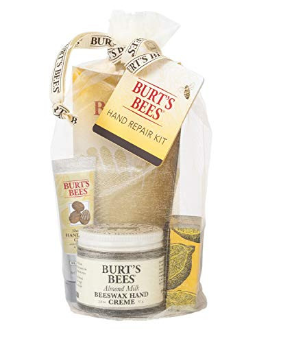 Burts Bees Hand Repair Gift Set 3 Hand Creams plus Gloves Almond Milk Hand Cream Lemon Butter Cuticle Cream Shea Butter Hand Repair