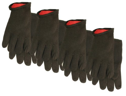 Midwest Gloves and Gear 14LJP04-L-AZ-6 Mens Brown Jersey Work Glove Large 4-Pack